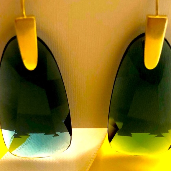 NWT Kendra Scott RARE & Retired Maize Earrings Teal & Yellow Gold FABULOUS! - Picture 6 of 9